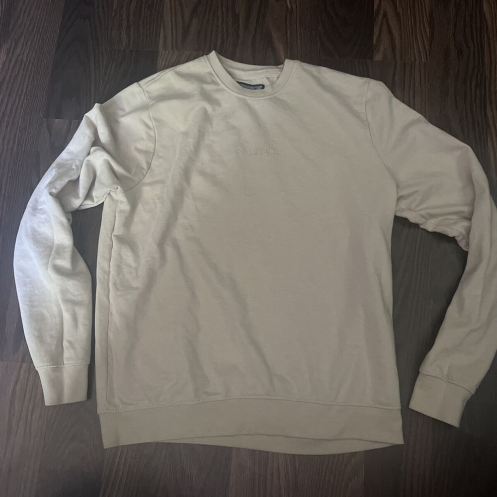 Blind Rooster Sweatshirt Adult Large Tan Courage Crew Neck